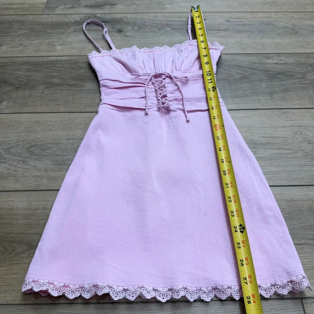 White Fox Boutique Pink Lace-Trim Bodycon Mini Dress - Picture 7 of 13